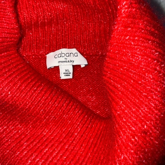Cabana by Crown & Ivy Vibrant Red Turtle Neck Sweater Size XL - Picture 4 of 4